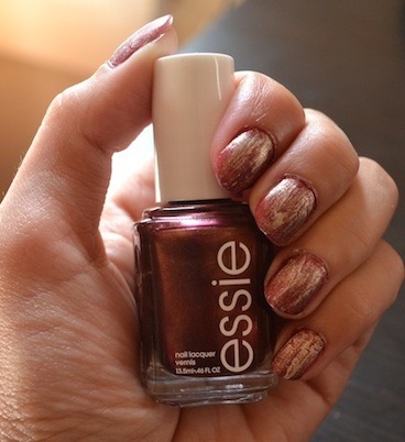 NOTD Essie wrapped in rubies + gold crackle