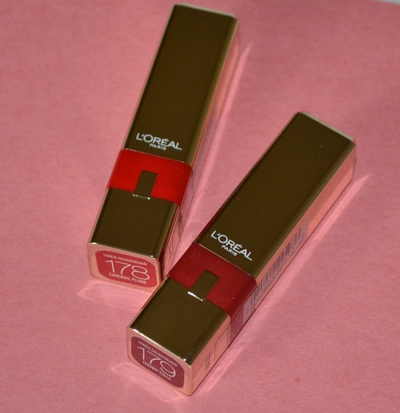 L’Oreal Colour Riche Caresse Sticks Cardinal Plume and Cherry Tulle