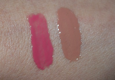 Becca Ultimate Colour Glosses - Fallen Angel and Palm Breeze swatches