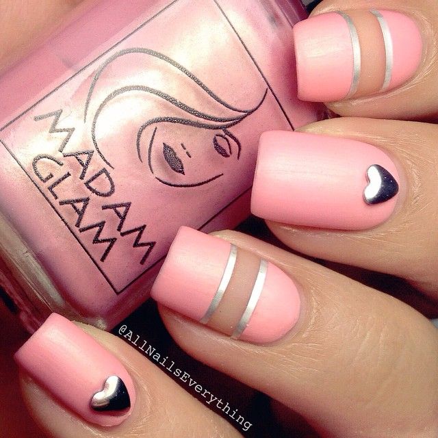 Valentine's day nail art idea- Pink Negative Space Nails