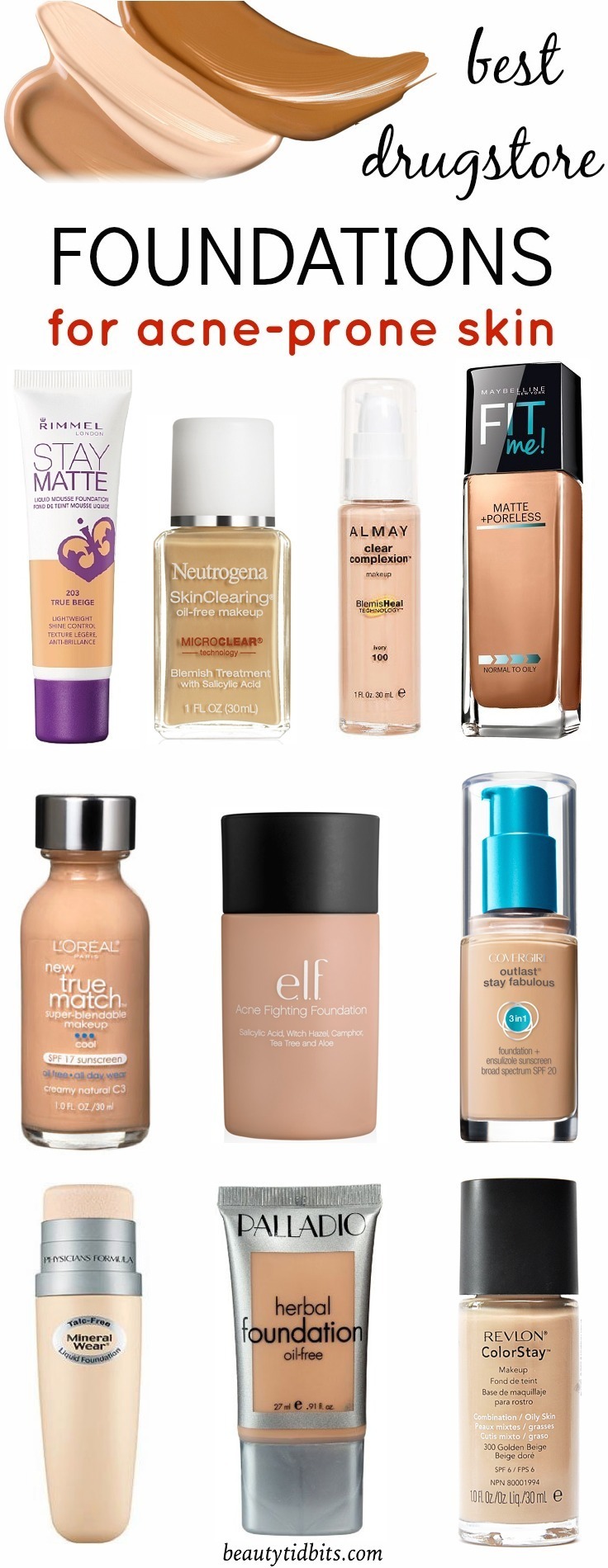 Battling breakouts? Heal & conceal it with these best drugstore foundations for oily, acne-prone skin. Each of these offer all day shine-free, lightweight coverage that lets skin breathe and won't clog pores.