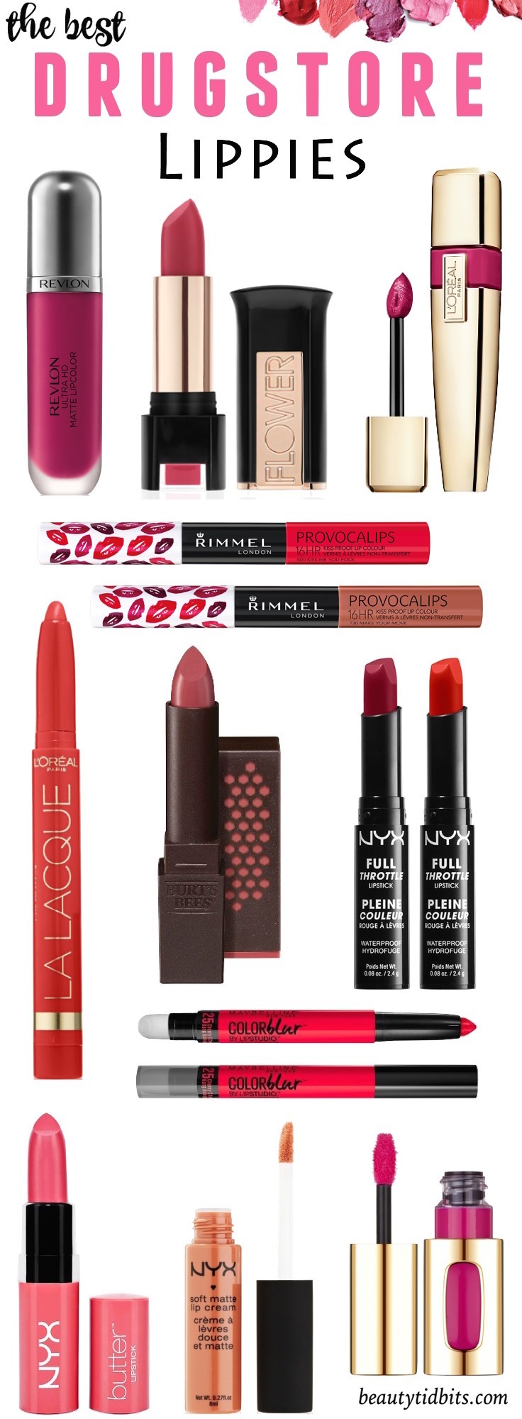 L'Oréal, Revlon, Maybelline, Rimmel, oh my! These are the best drugstore lipsticks that not only feel comfortable, but seriously deliver in the pigment and texture departments! 