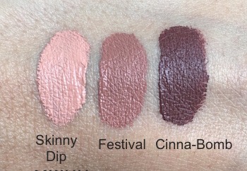 L’Oreal Paris Infallible Matte Lip Paints Swatches - Skinny Dip, Festival and Cinna-Bomb