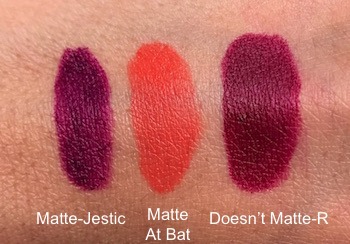 L'Oreal Colour Riche Matte Lipsticks Swatches: Matte-Jestic, Matte At Bat and Doesn't Matte-R