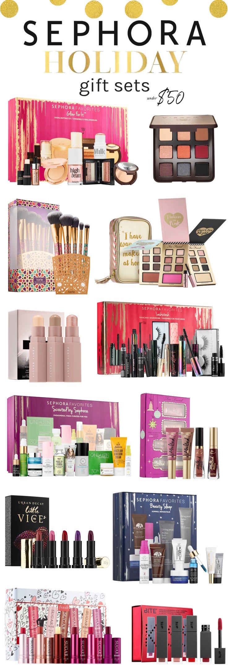The must-have Sephora holiday 2017 gift sets under $50 | Click through to see the full list!