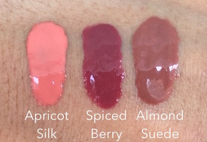 Revlon Kiss Plumping Lip Creme swatches : Apricot Silk, Spiced Berry and Almond Suede