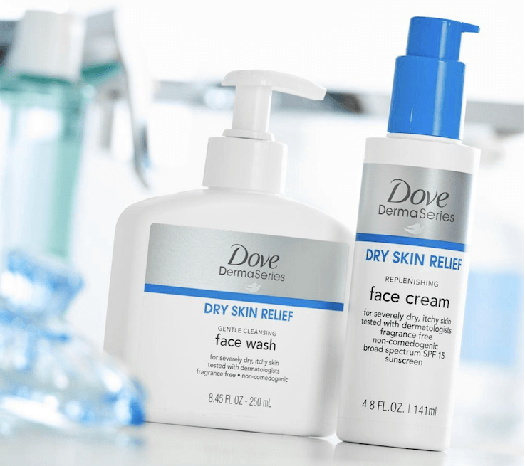 New drugstore skincare products 2018 | Dove DermaSeries Dry Skin Relief face cream and face wash