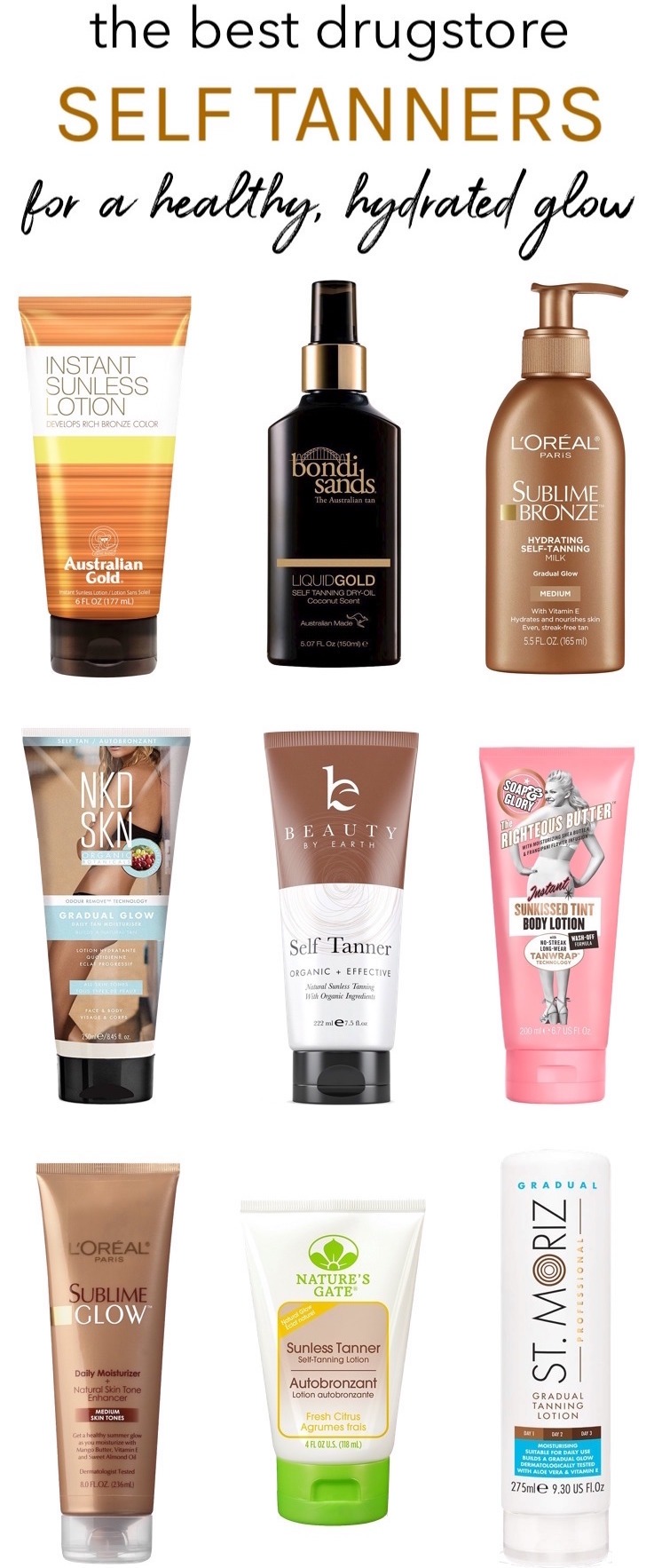 Kick pale, pasty skin to the curb without baking in the sun or hitting up tanning beds with these best drugstore self tanning lotions. With these hydrating self-tanners, you’ll never have to worry about streaks, funky odors or blotchiness!