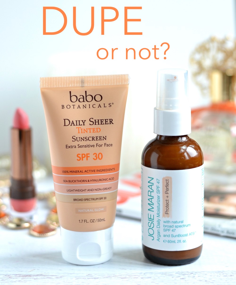 Is the new Babo Botanicals Daily Sheer Tinted Face Sunscreen a Dupe for Josie Maran Argan Daily Moisturizer Tinted SPF 47 Protect + Perfect?