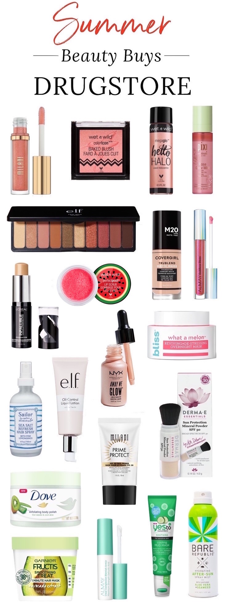 Best drugstore beauty products for summer | These must-have makeup and skincare steals (all under $20) are perfect for an easy-breezy, effortless summer beauty routine! #drugstoremakeup #drugstoreskincare
