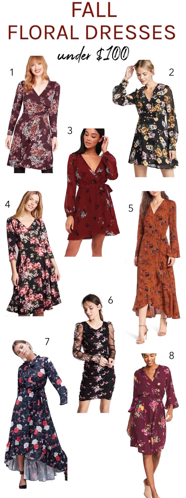 Floral dresses for fall under $100 | Swap out your summer sundresses for moody fall florals!