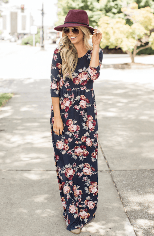 Floral maxi dress for fall
