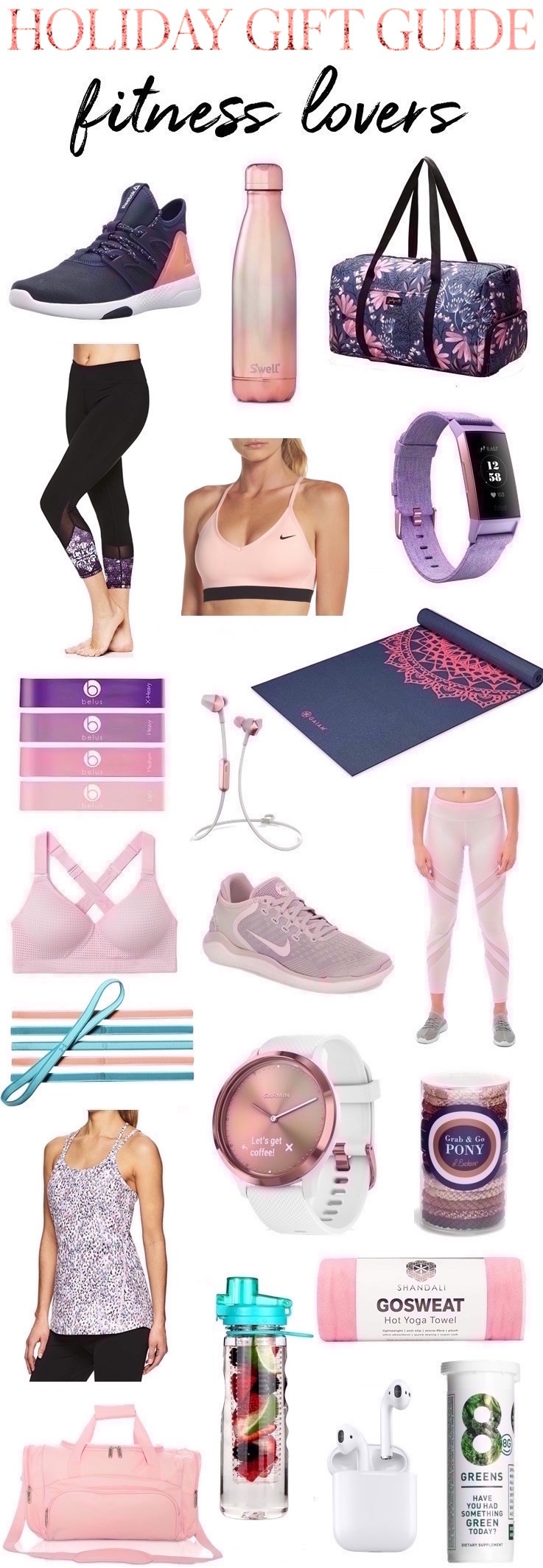 25 Holiday gift ideas for fitness fanatics! These fun, fitness finds are sure to be a hit with your favorite fit chick! #fitnessgiftideas #bestfitnessgifts #fitnessgiftsforher
