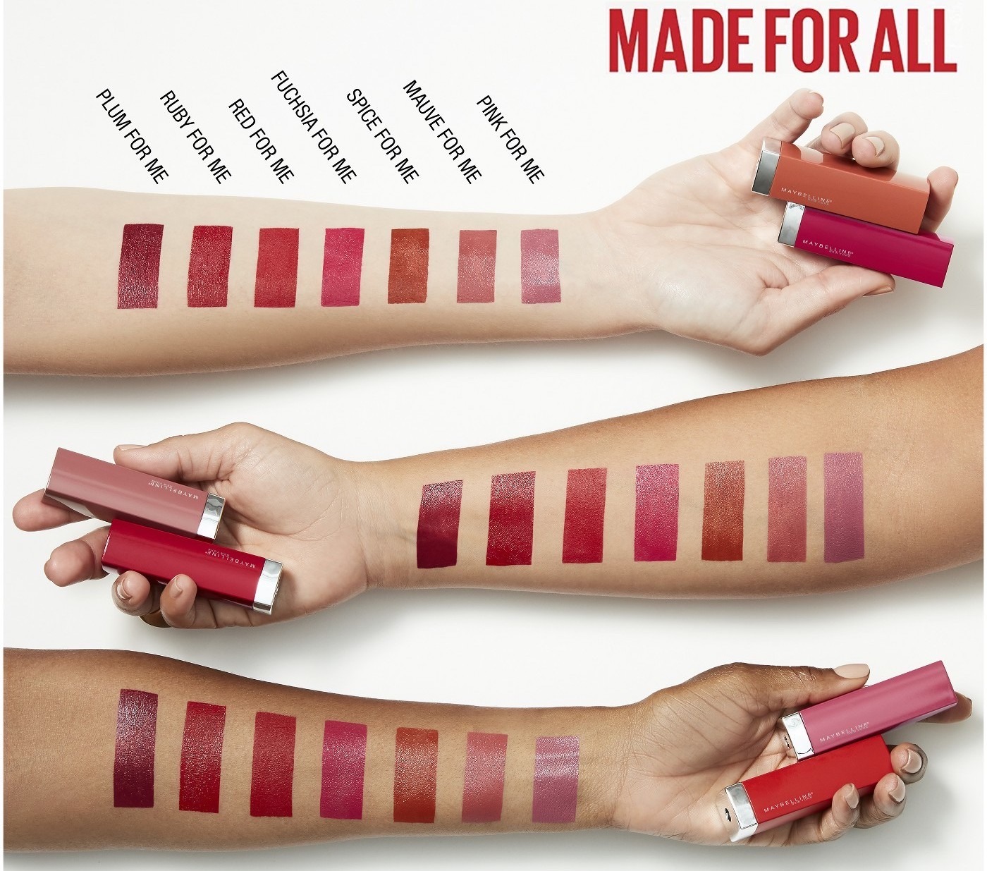 Maybelline Made For All Lipsticks swatches