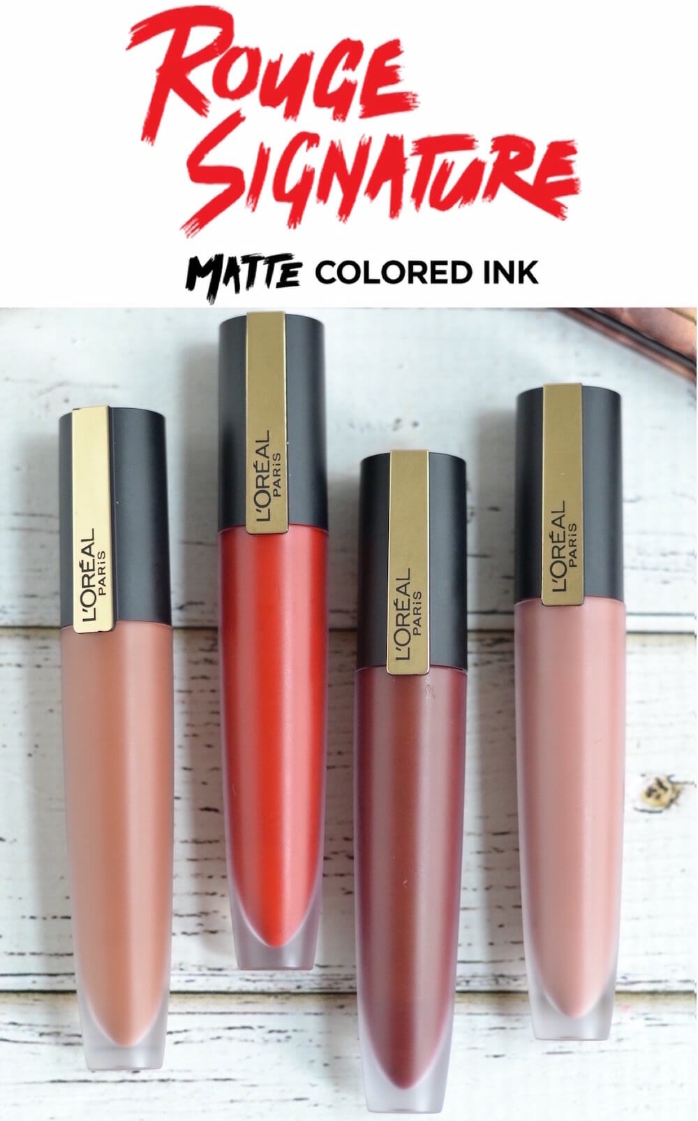 L'Oreal Rouge Signature Matte Lip Ink swatches and review