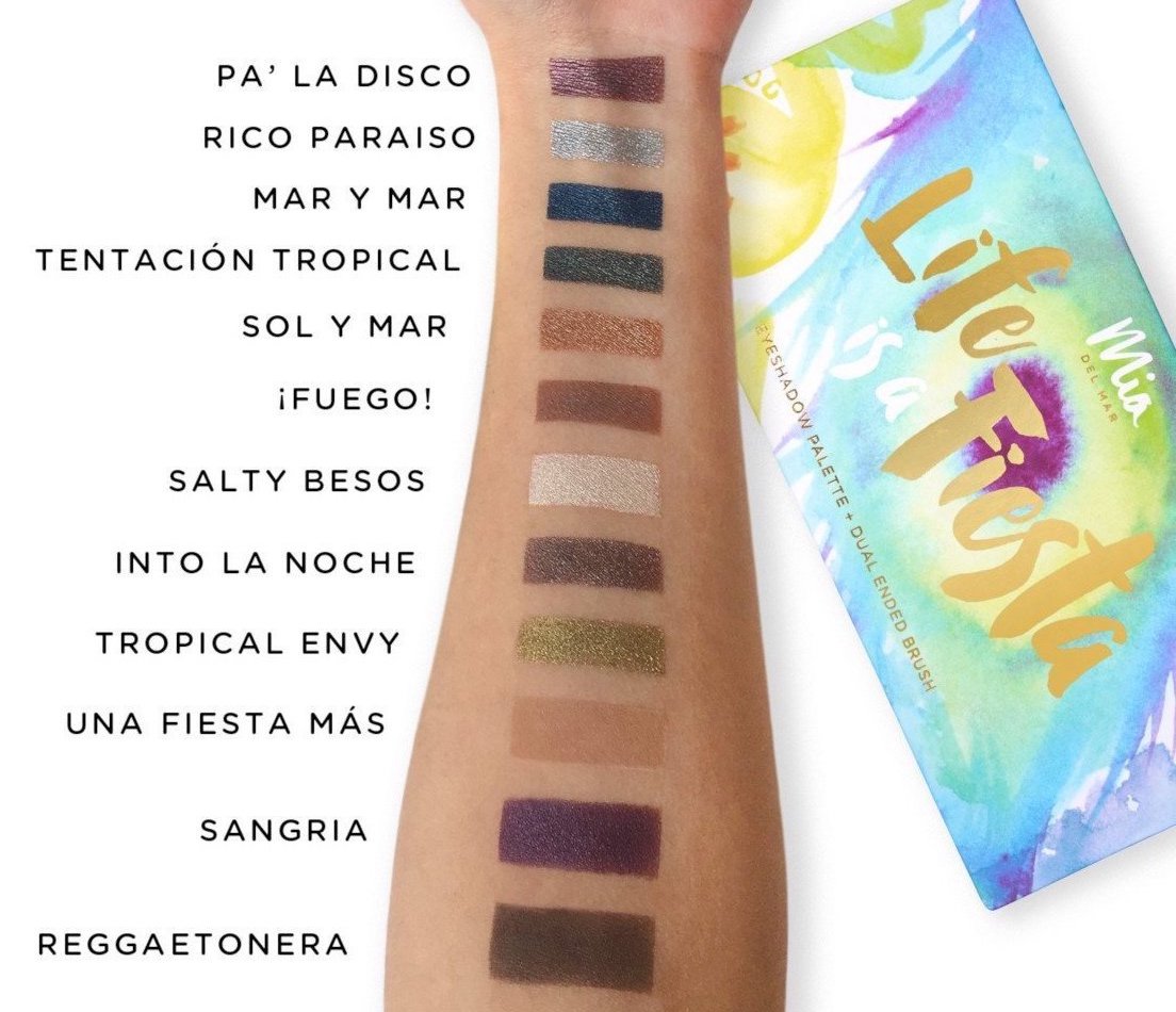 Mia Del Mar Life is a Fiesta Eyeshadow Palette swatches