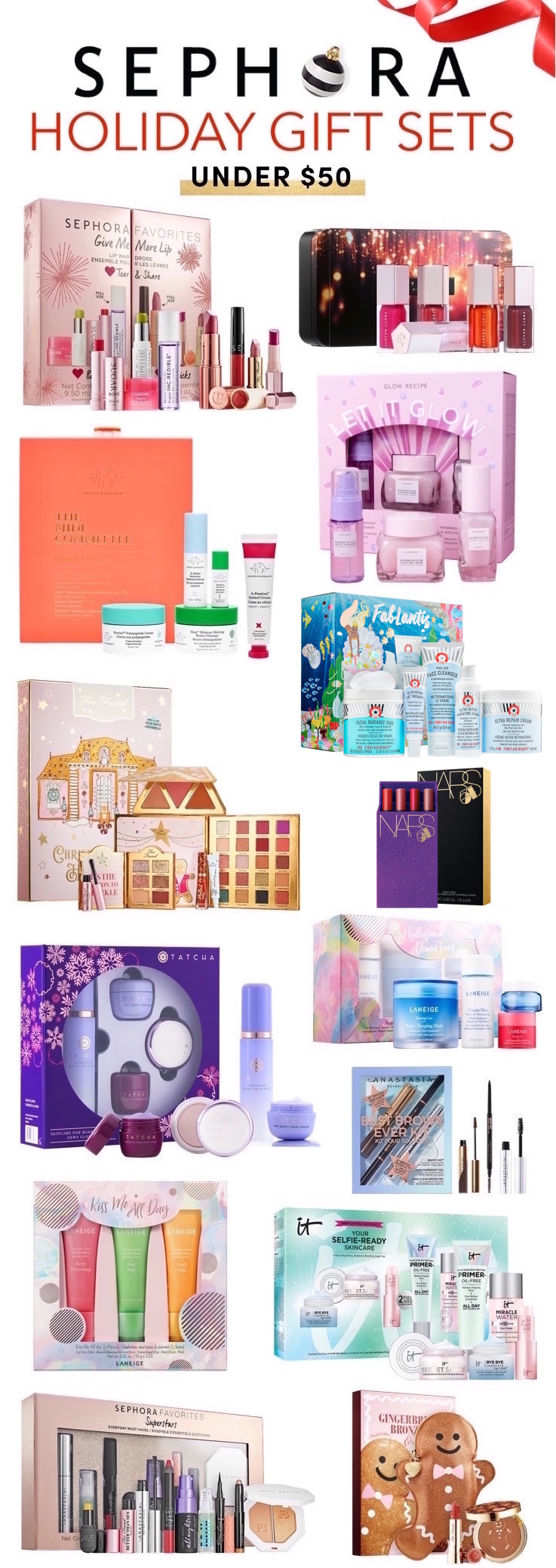 The Best Sephora Holiday 2019 Sets Under $50! Click through to see the full list #sephoragiftsets #holidaygiftideas #beautygifts #holidays2019 #makeupgifts #holidaygift 