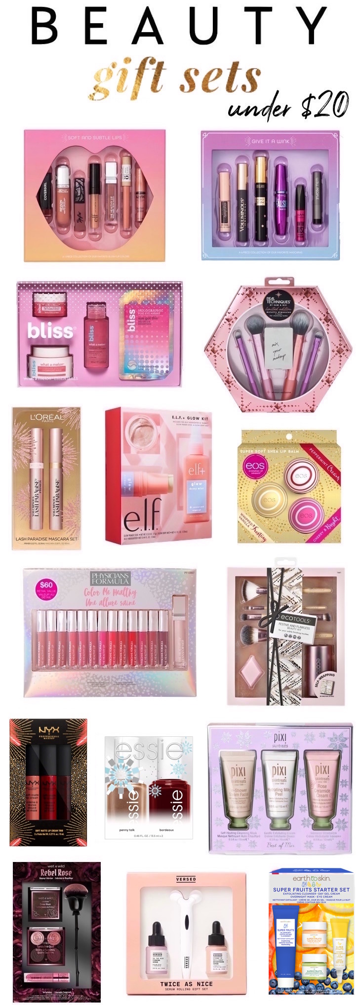 Best Drugstore Beauty Gift Sets (Under $20) Holiday 2019 #holidaygiftideas #beautygifts #makeupgifts #giftsforher #holidaygifts #beautygiftsets #holiday2019 #holidaygift 