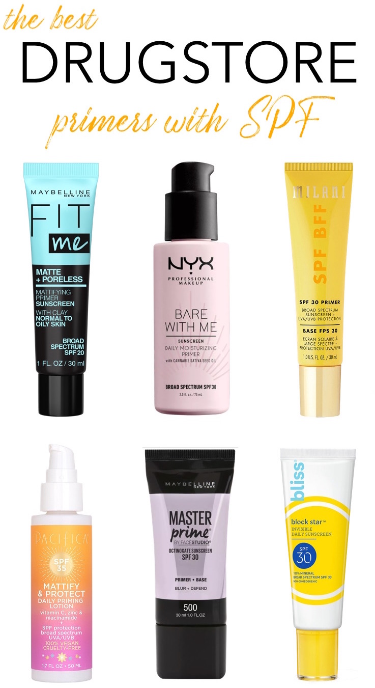 Here are the best drugstore primers with SPF that smooth skin, blur imperfections and prolong makeup wear while defending against sun damage!