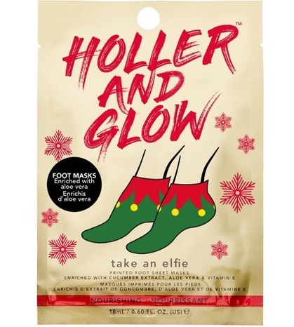 Holler and Glow Take an Elfie Printed Foot Mask Gift Set