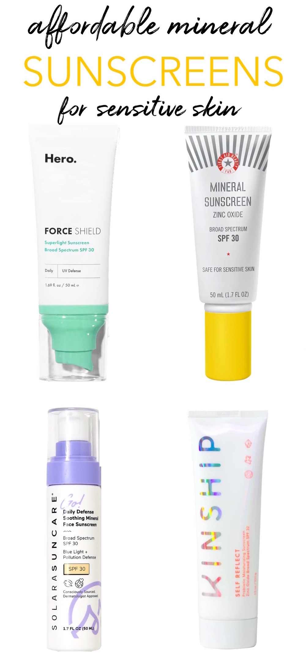 White cast, begone! These gentle and affordable mineral sunscreens are lightweight with absolutely NO white cast or greasiness, won’t clog pores and wear well under makeup.